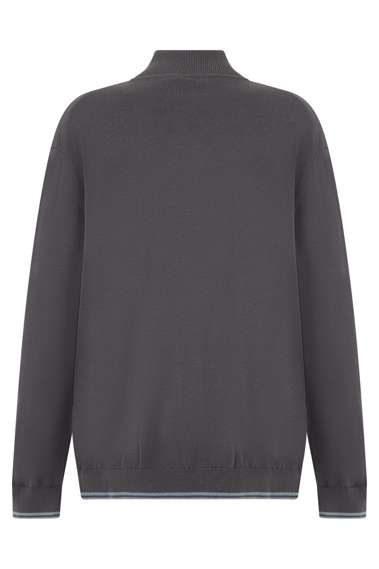Grey Mock Collar Sweater 2