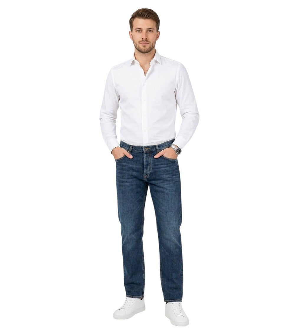 Blue Straight Mid Rise Jeans 3