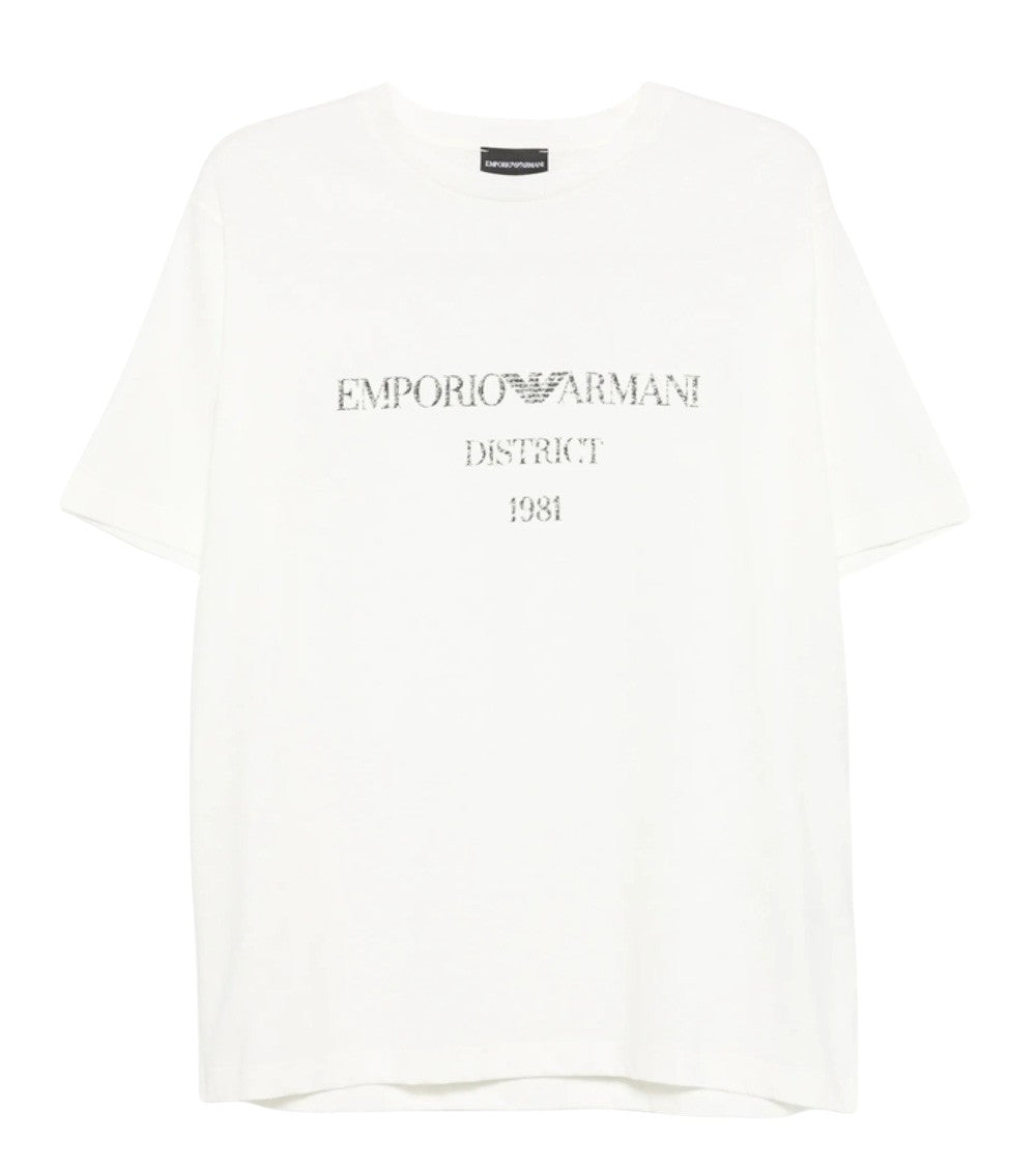 White Logo Crew Neck T-Shirt 1