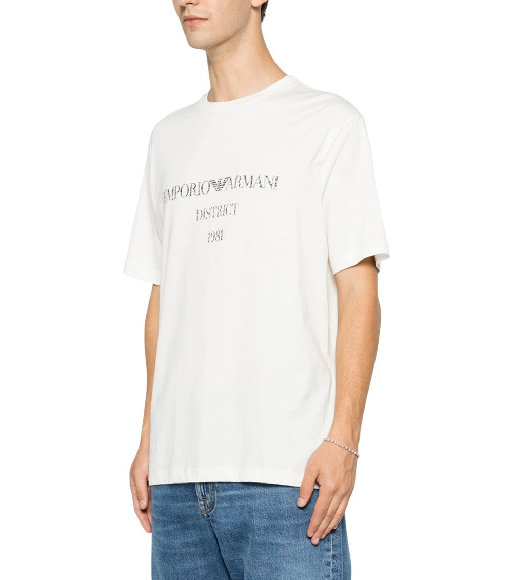 White Logo Crew Neck T-Shirt 4