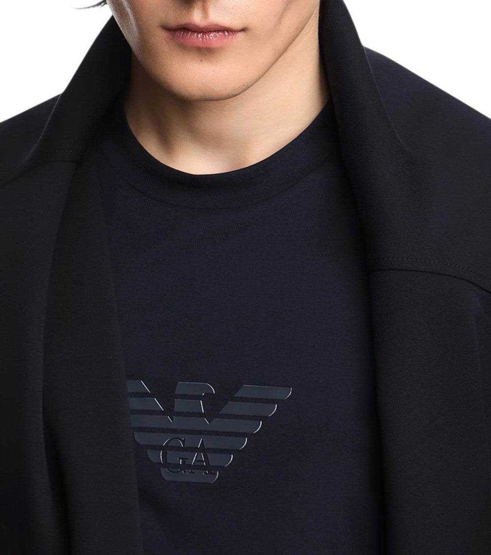 Navy Blue Logo Crew Neck T-Shirt 4