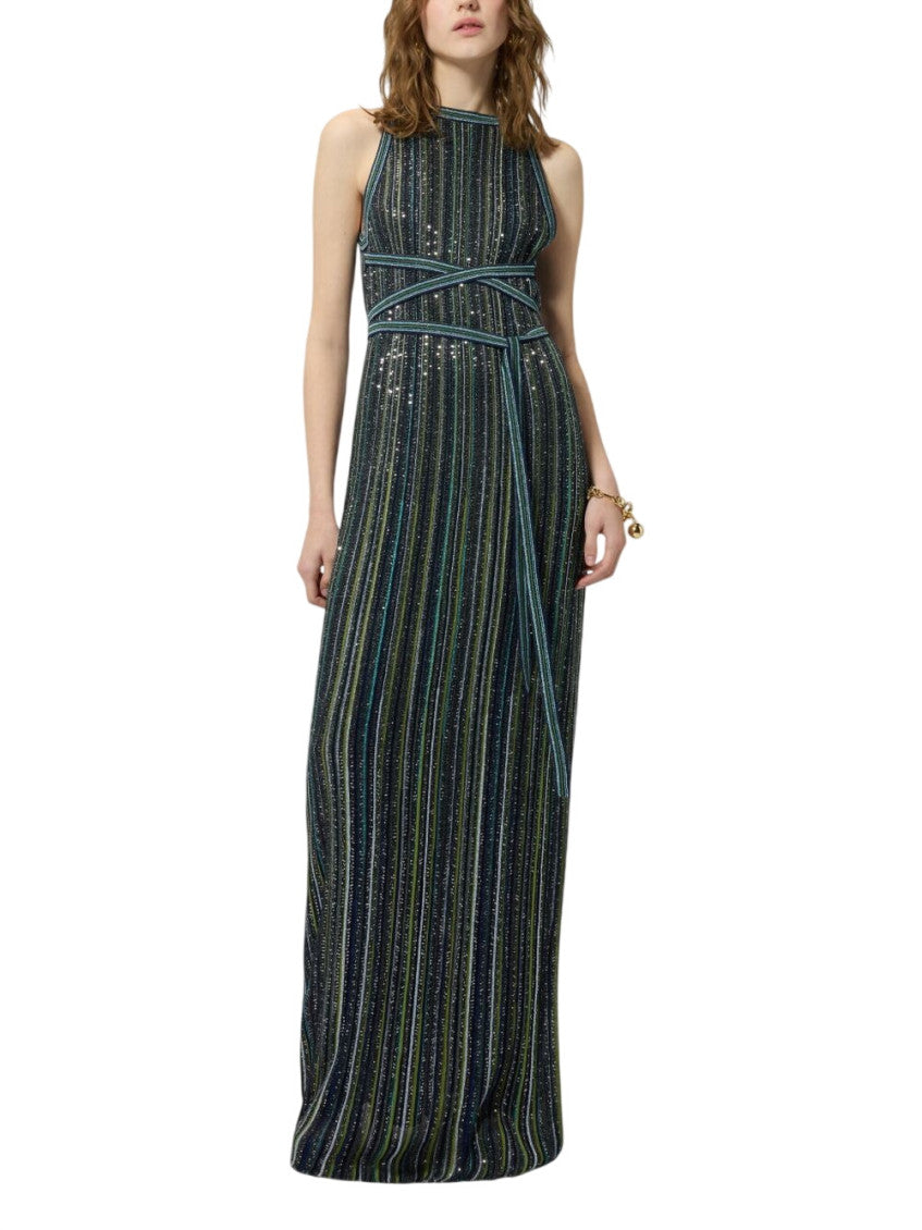 Multicolor Crew Neck Maxi Dress 2
