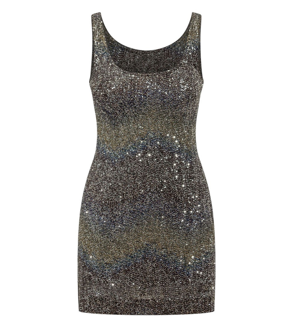 Multicolor Scoop Neck Mini Dress 1