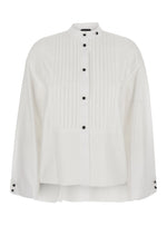 White Regular Band Collar Shirt 1
