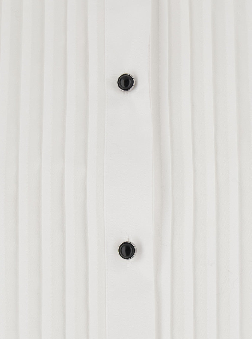 White Regular Band Collar Shirt 3