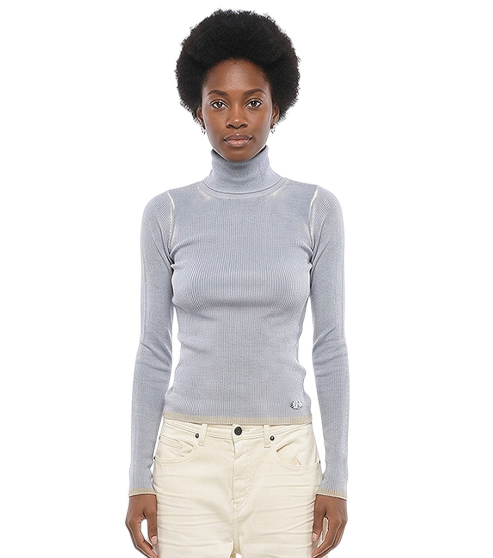 Sky Blue Knitted Turtle Neck Sweater 1