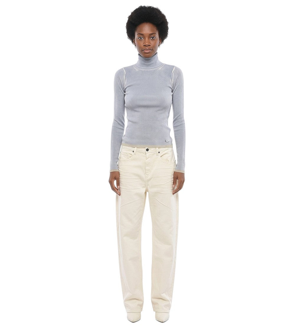 Sky Blue Knitted Turtle Neck Sweater 2