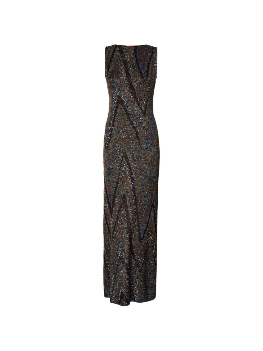 Multicolor Crew Neck Maxi Dress 1