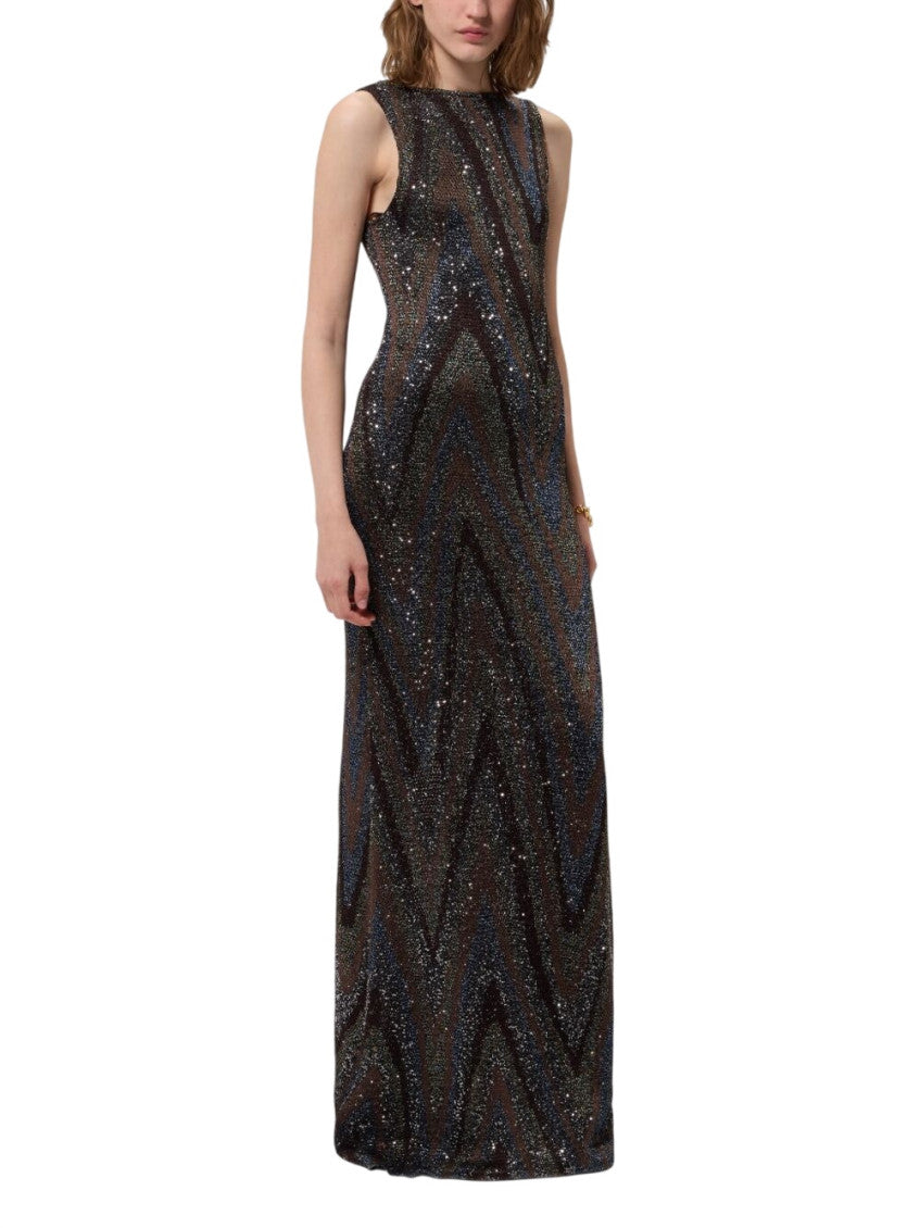 Multicolor Crew Neck Maxi Dress 2