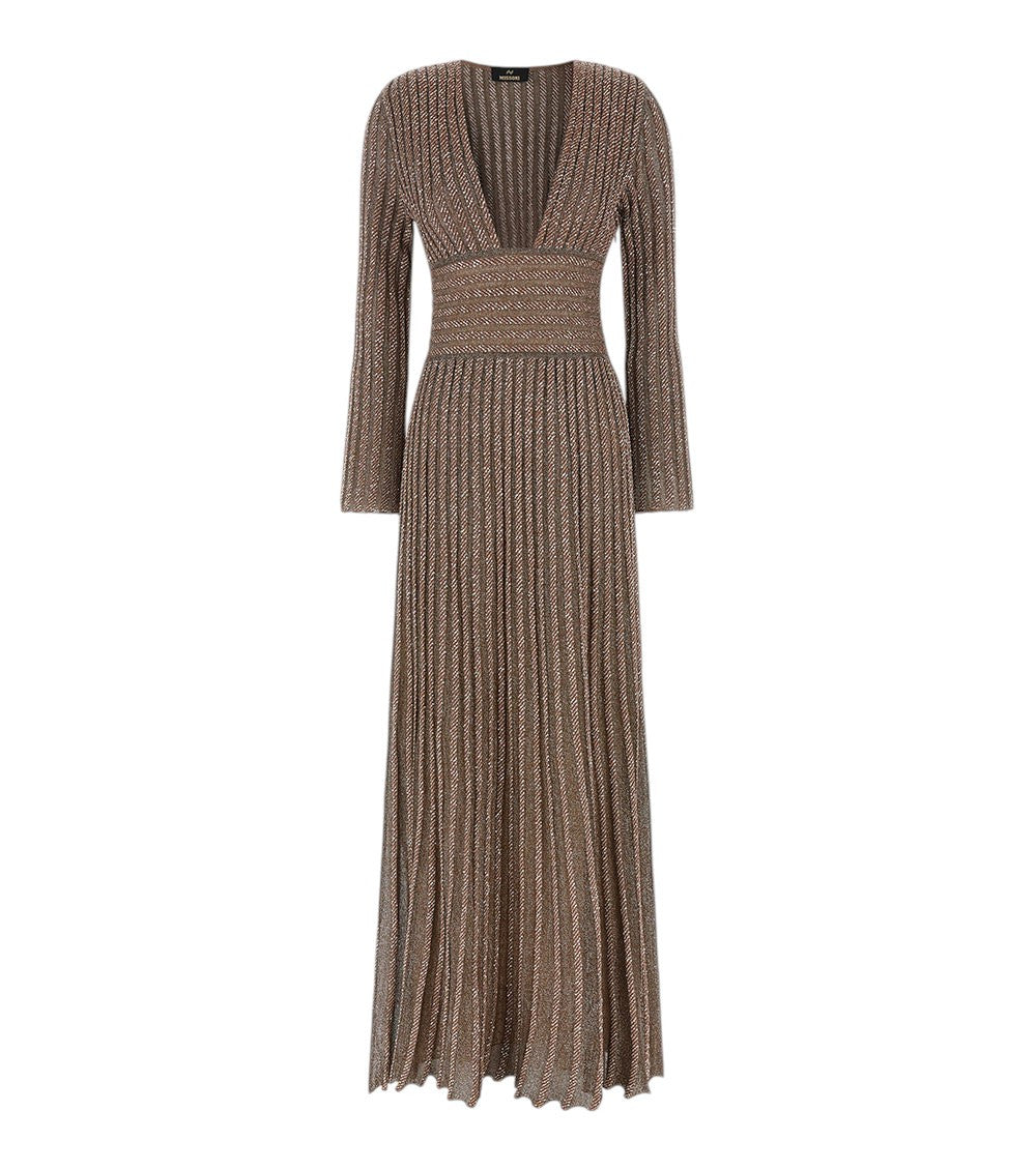 Brown V Neck Maxi Dress 1