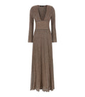 Brown V Neck Maxi Dress 1