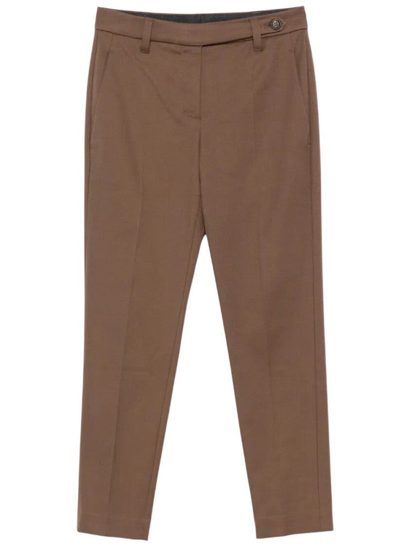 Brown Slim Flat Front Pants 1