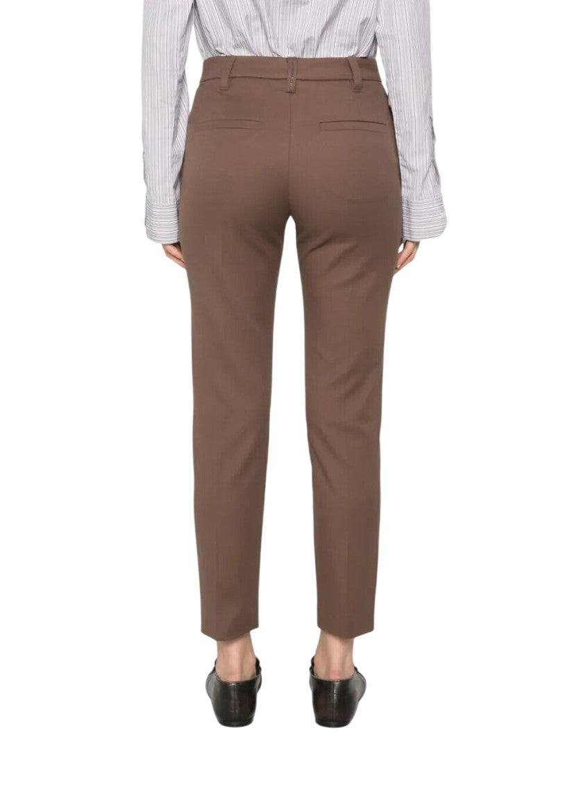 Brown Slim Flat Front Pants 2
