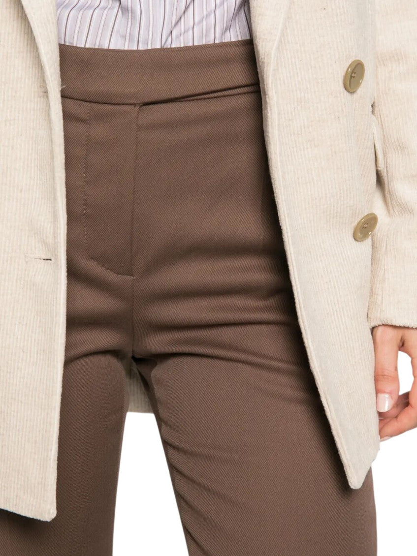 Brown Slim Flat Front Pants 3