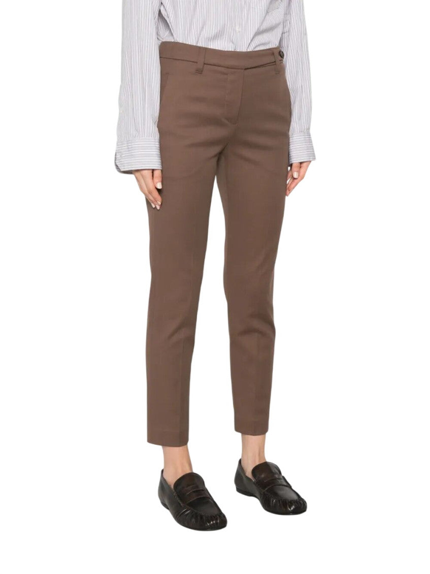 Brown Slim Flat Front Pants 5