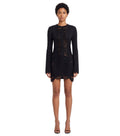 Black Textured Crew Neck Mini Dress 1