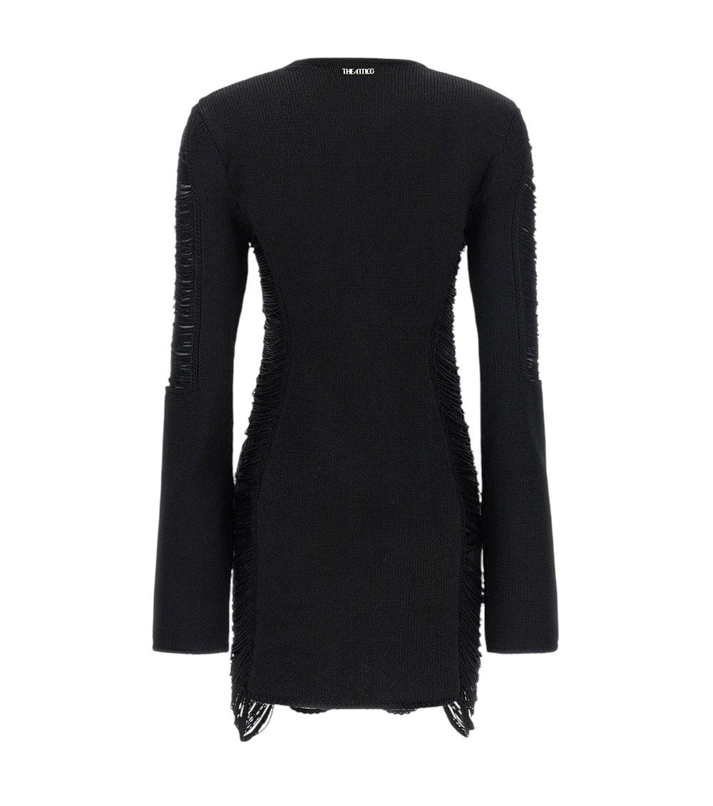 Black Textured Crew Neck Mini Dress 4