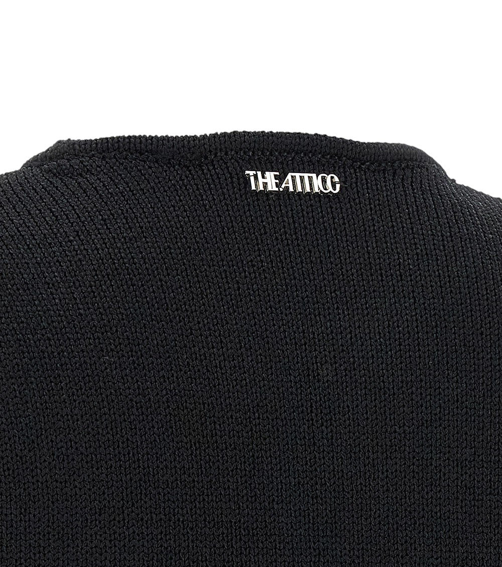 Black Textured Crew Neck Mini Dress 6