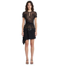 Black Floral Round Neck Mini Dress 1