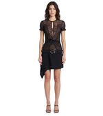 Black Floral Round Neck Mini Dress 1