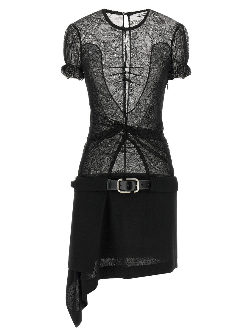Black Floral Round Neck Mini Dress 3