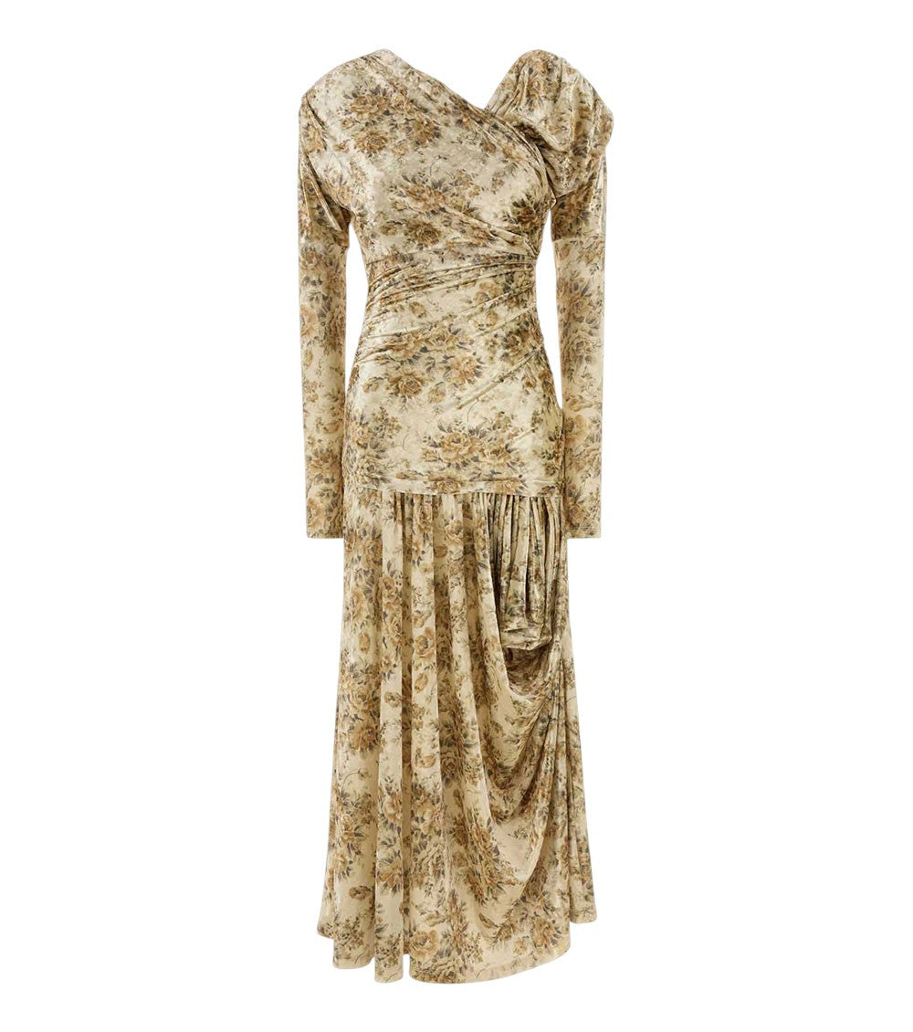Beige Floral Maxi Dress 1