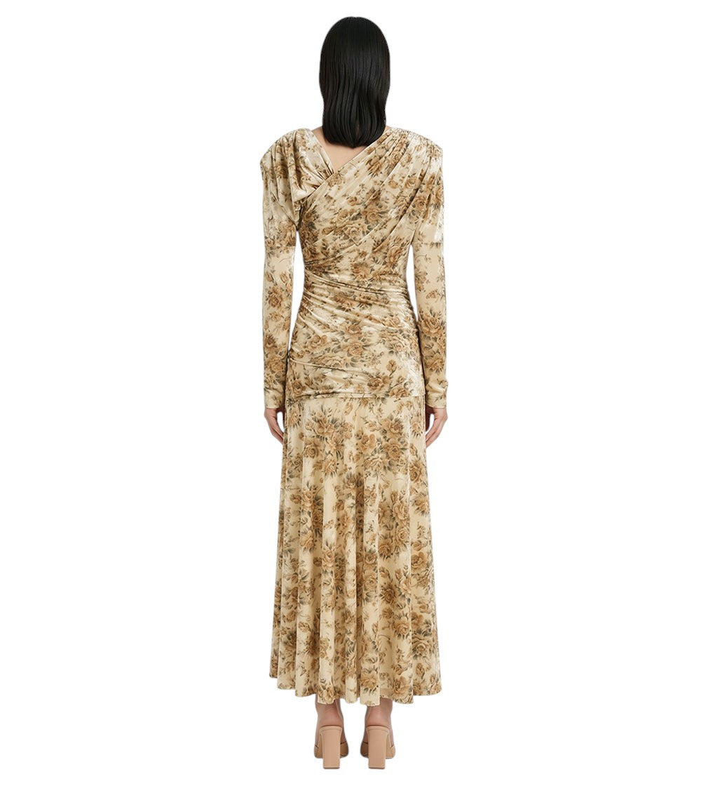 Beige Floral Maxi Dress 4