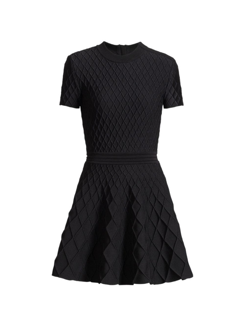 Black Textured Crew Neck Mini Dress 1