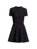 Black Textured Crew Neck Mini Dress 1