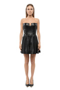 Black Pleated Strapless Mini Dress 1