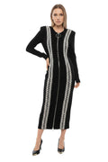 Black Embellished Round Neck Midi Dress 1