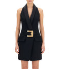 Black Shawl Lapel Mini Dress 1
