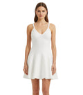 White Textured V Neck Mini Dress 1