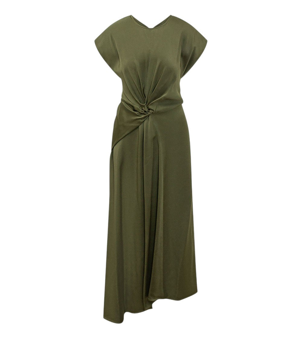 Green V Neck Midi Dress 1