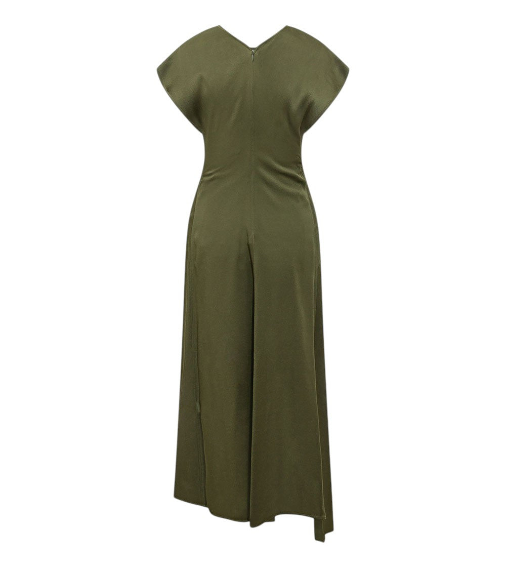 Green V Neck Midi Dress 2
