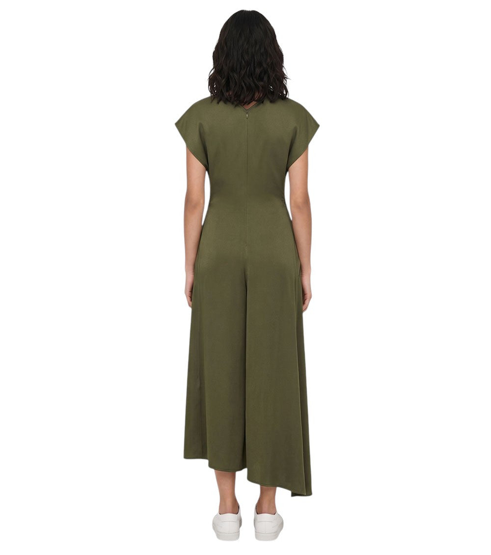 Green V Neck Midi Dress 4