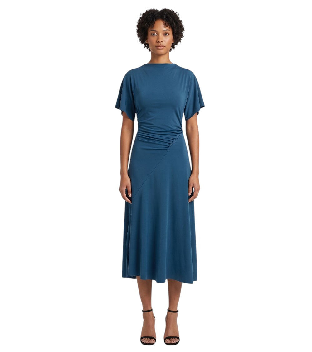 Blue Boat Neck Maxi Dress 3