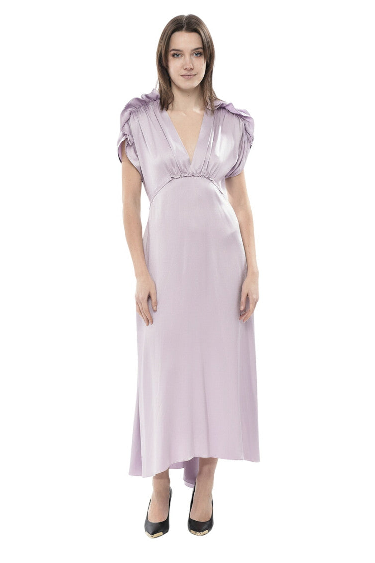 Purple V Neck Midi Dress 1