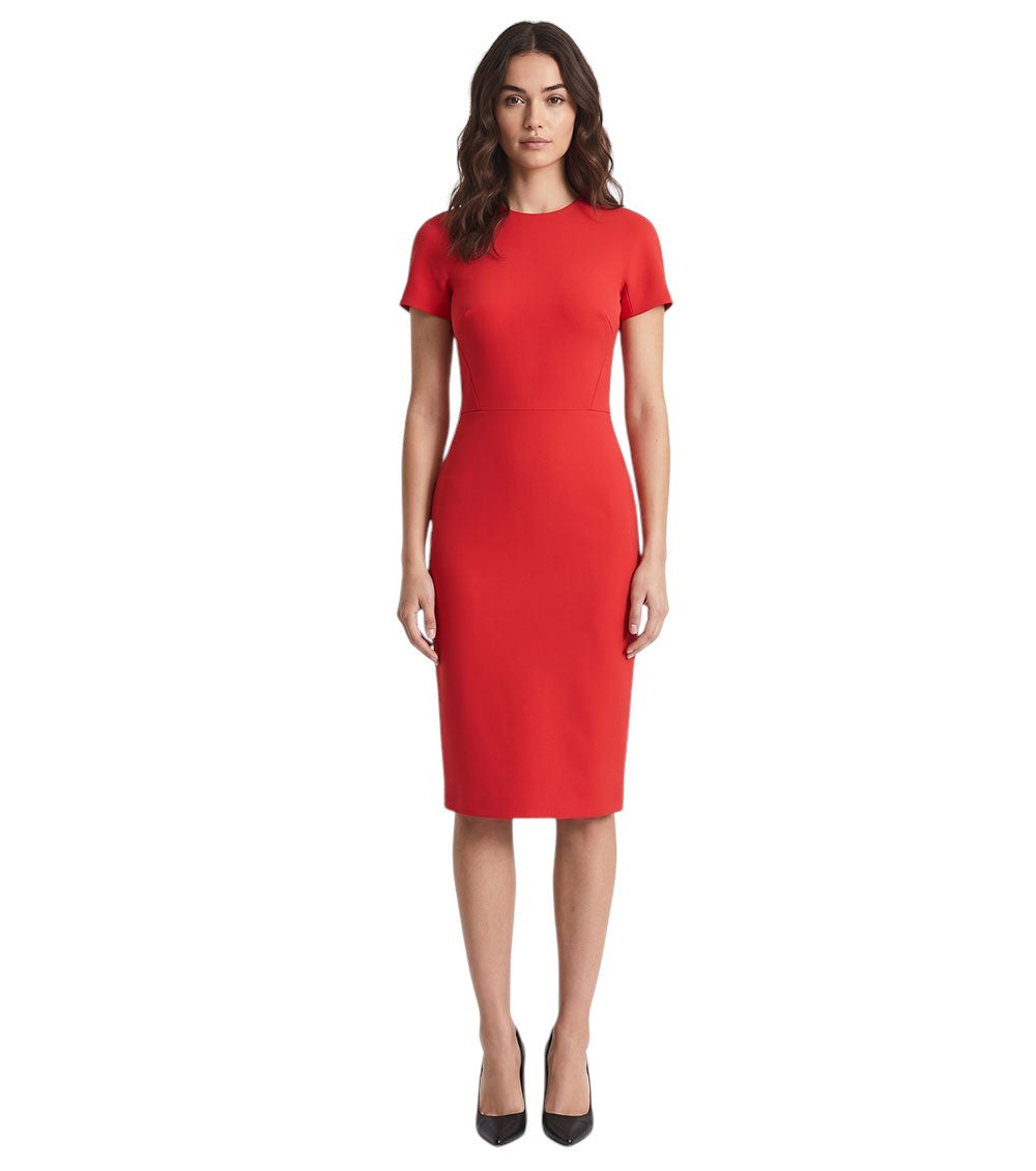Red Crew Neck Dress 3
