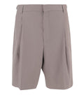 Taupe Solid Pleated Shorts 1