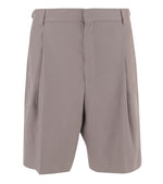 Taupe Solid Pleated Shorts 1