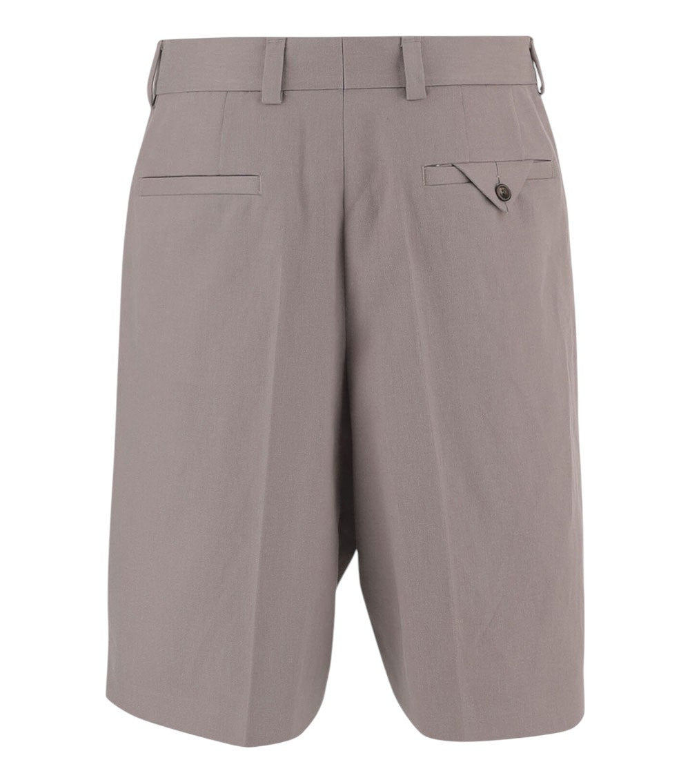 Taupe Solid Pleated Shorts 2