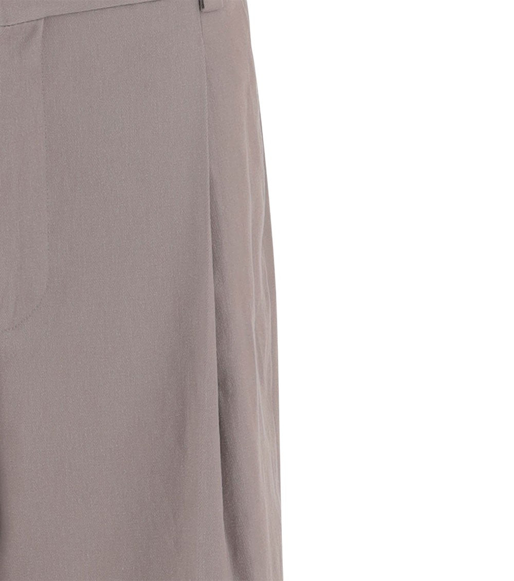 Taupe Solid Pleated Shorts 3