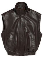 Brown Solid Mandarin Collar Jacket 1