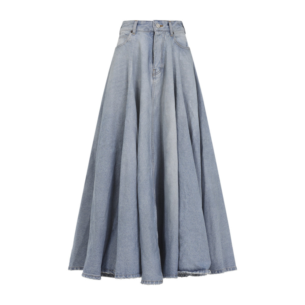 Light Blue Godet Maxi Skirt 1
