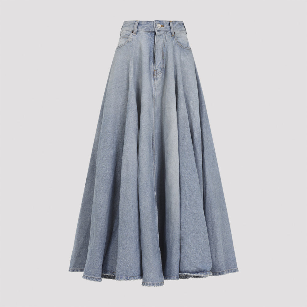 Light Blue Godet Maxi Skirt 2