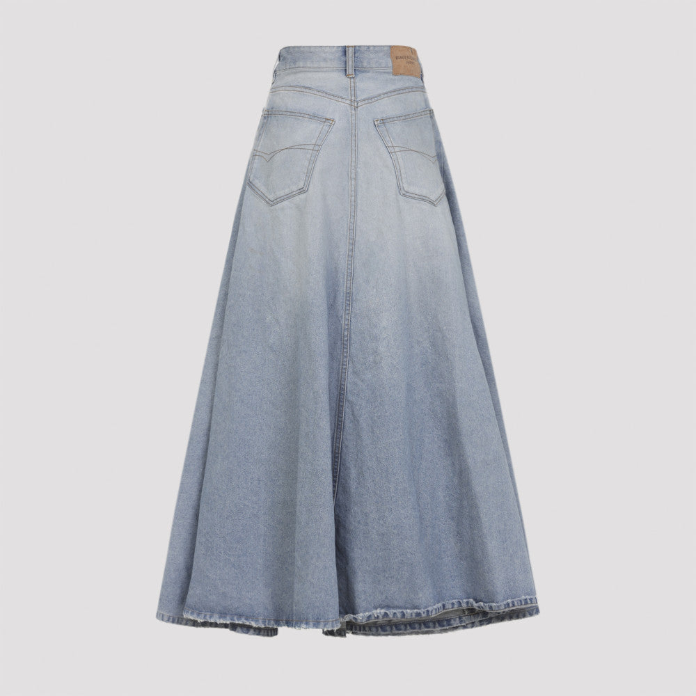 Light Blue Godet Maxi Skirt 4