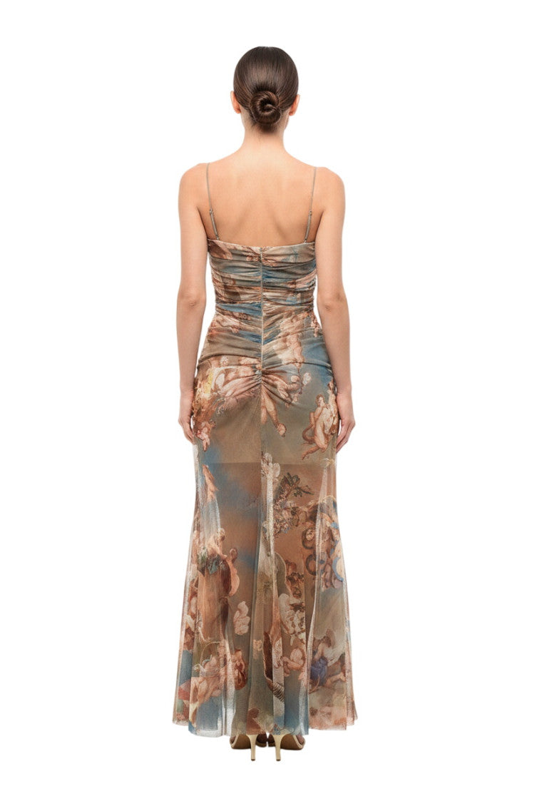 Multicolor Cowl Neck Maxi Dress 2