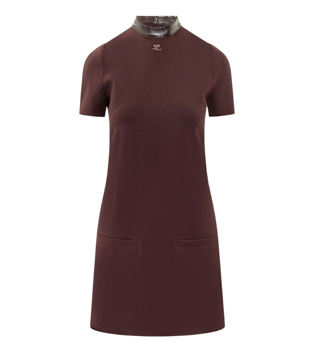 Brown Mock Collar Dress 1