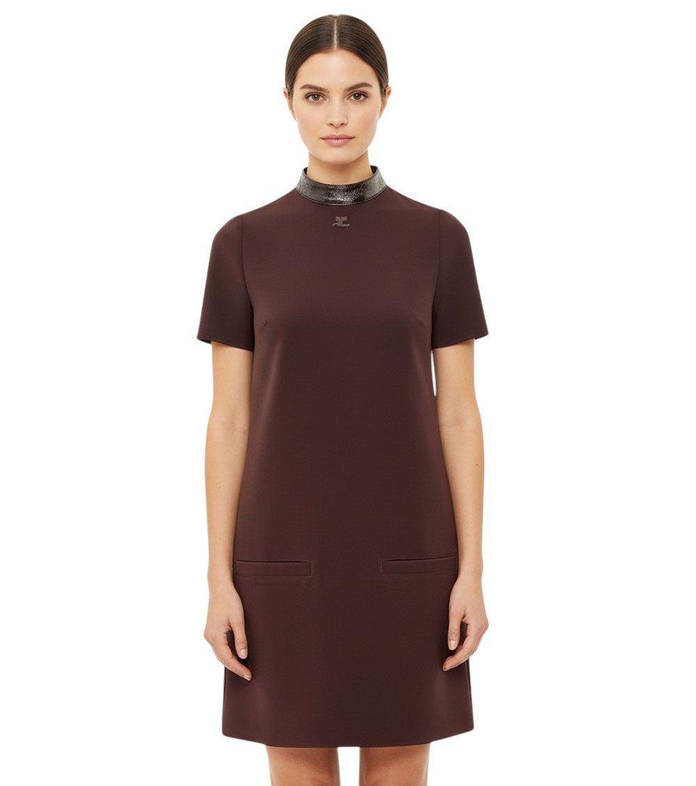 Brown Mock Collar Dress 3